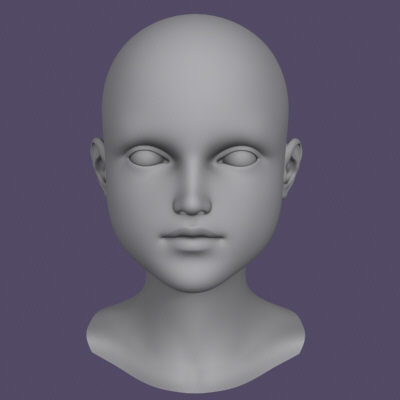 polygonal head little girl 3d model - Little Girl Head 3d Model by Bitmapworld